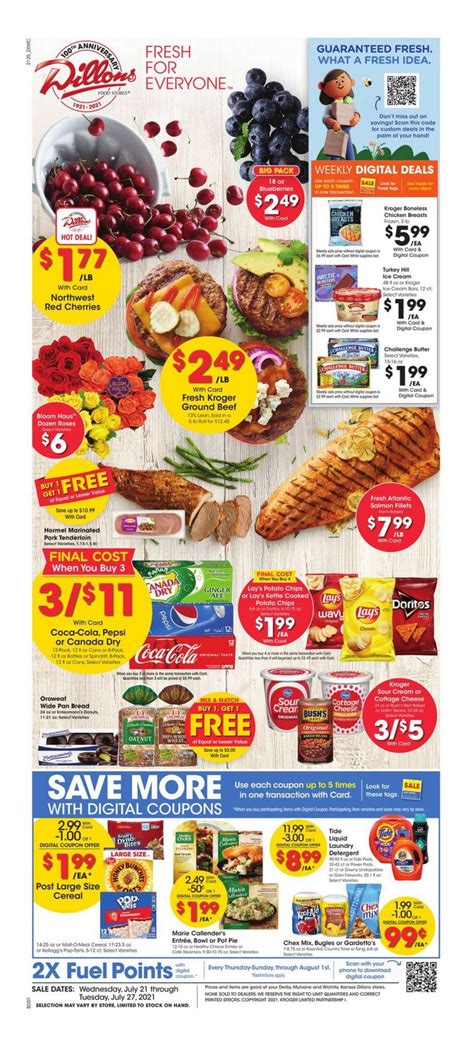 Dillons ad weekly - October 3, 2023. Check out the newest Dillons weekly ad, valid Oct 04 – Oct 10, 2023. Save with the online circular regularly for exclusive promotions that add more discounts to in-store deals. Enjoy the special sale prices on your favorite items, such as Honeycrisp Apples, Hormel Marinated Pork Filets or Tenderloins BOGO, Fresh Tyson Natural ...